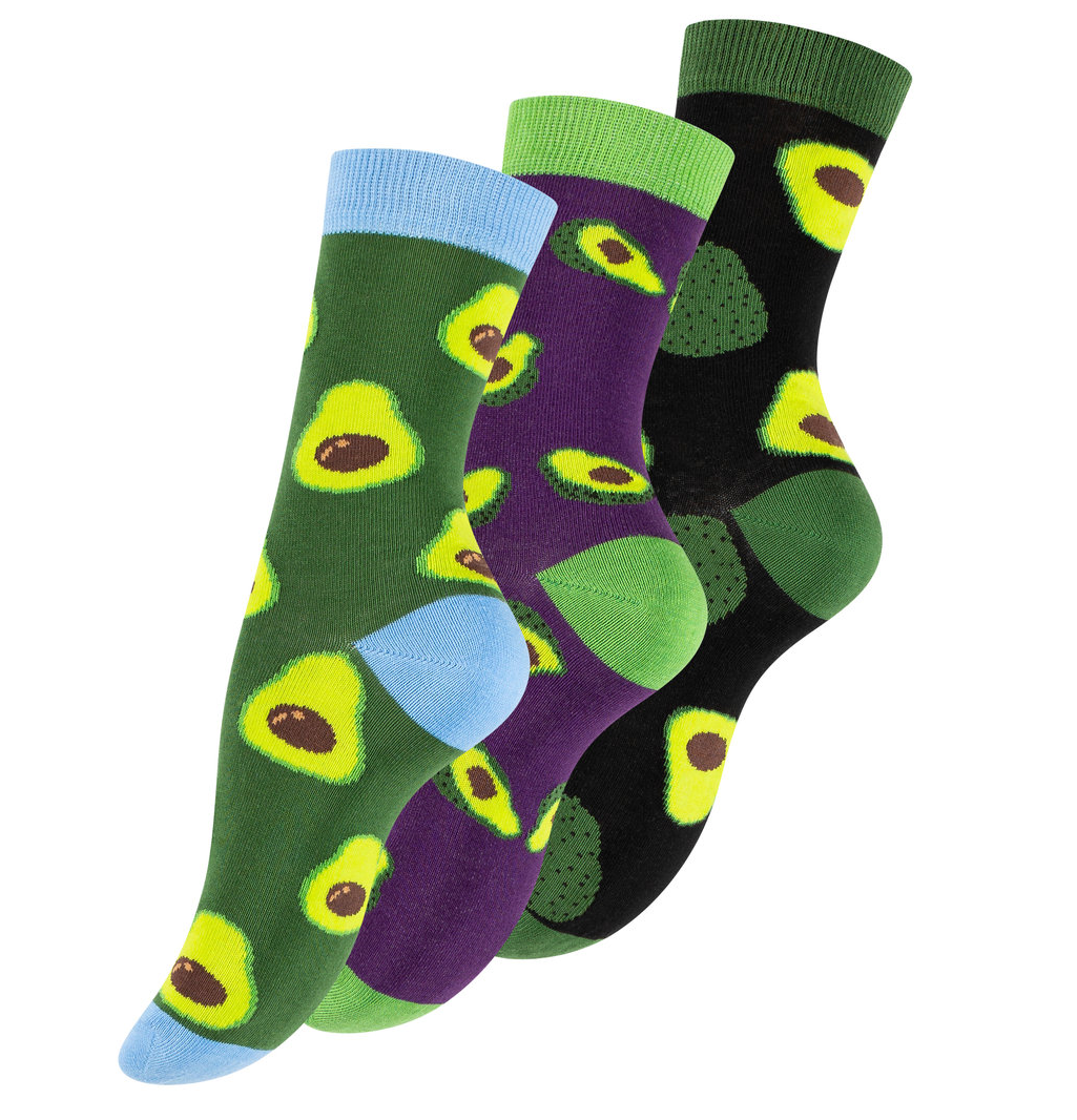 Verspielte Socken mit Avocado-Motiven – ein absolutes Must-Have für alle Avocado-Liebhaber! Zeigen Sie Ihre Liebe zum grünen Superfood mit diesen bequemen und stylischen Socken