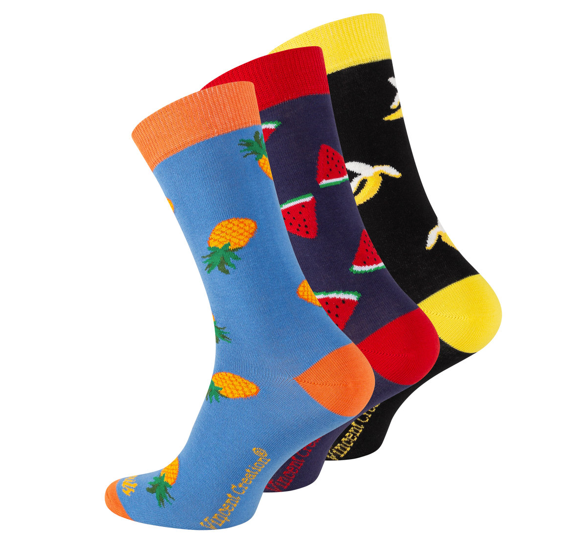 Bunte Socken mit fruchtigen Motiven – ein frischer Hauch von Sommer an Ihren Füßen! Diese verspielten Socken sind das ideale Accessoire für alle, die sich nach einem Hauch von Exotik und Farbe sehnen.