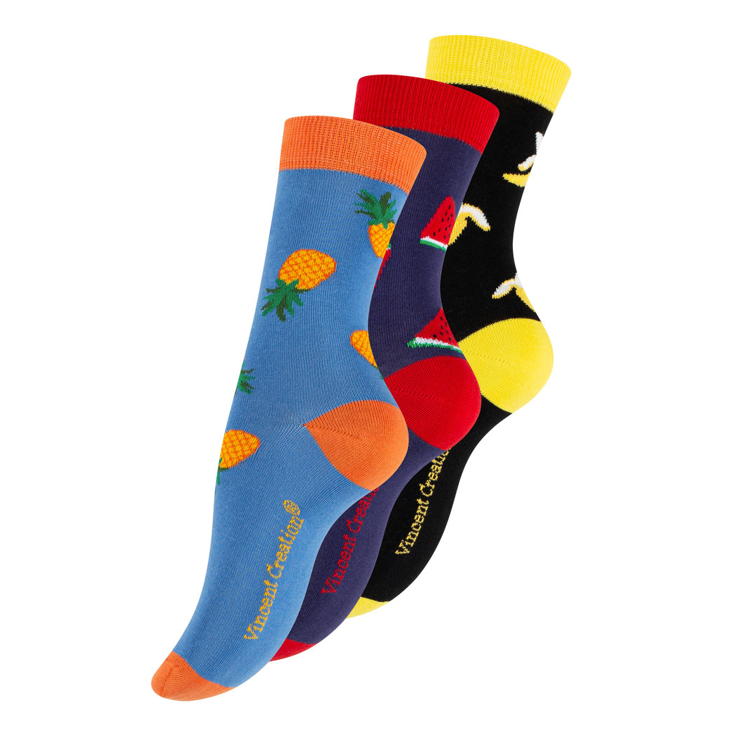 Gravurtech Lustige Socken mit Motiv Früchte Unisex Motivsocken Pärchensocken Geschenk Freundschaftssocken Bunt Füße Damen/Herren